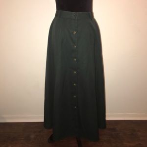 Vintage Fstop hunter green long flared skirt